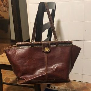 Vintage Brown Leather Tote